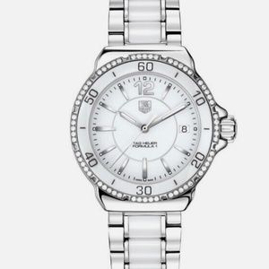 TAG HEUER FORMULA 1 WAH1213 WHITE CERAMIC DIAMOND LADIES SWISS WATCH